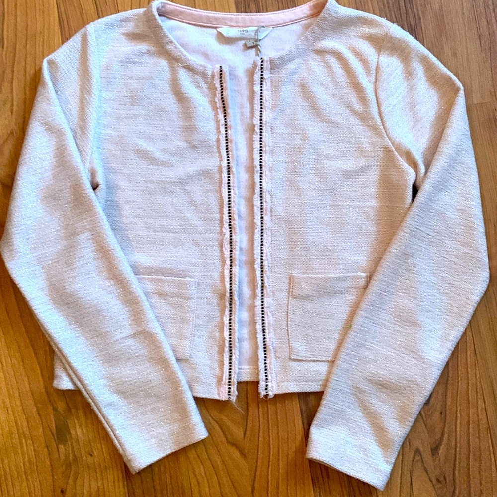 MNG by Mango kids light pink silver sparkle blazer 11/12